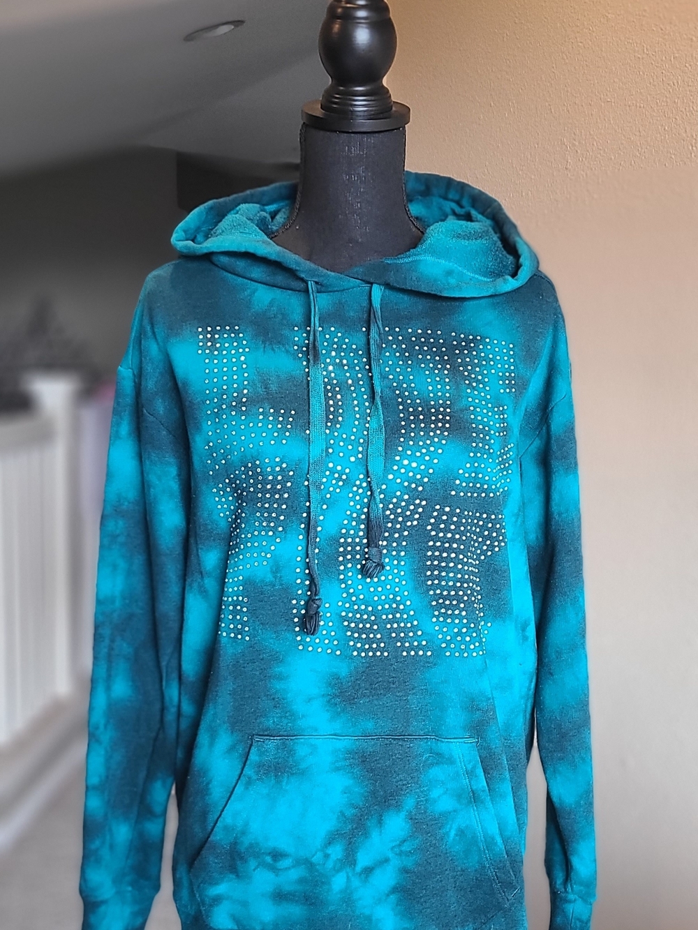 PINK Victoria's Secret Aqua Blue Pullover Fleece Hoodie with Pocket